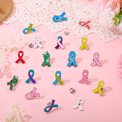 20Pcs 10 Styles Awareness Ribbon Enamel Pin JEWB-TA0001-39-1
