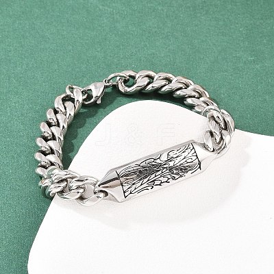 304 Stainless Steel Cuban Link Chain Bracelets for Men Women BJEW-G766-05P-02-1