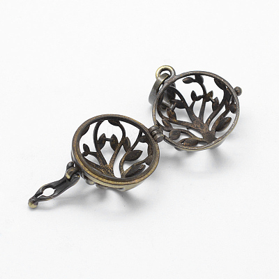 Brass Rack Plating Cage Pendants KK-F722-46AB-RS-1