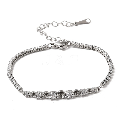 Brass Pave Clear Cubic Zirconia Tennis Bracelet Making KK-B189-05P-1