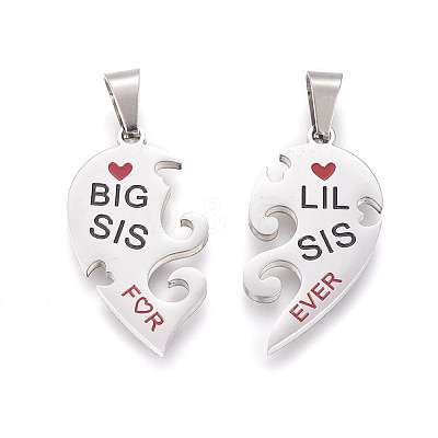 304 Stainless Steel Split Pendants STAS-F168-10P-1