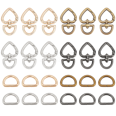 24Pcs 8 Styles Iron D Ring DIY-PH0028-85-1