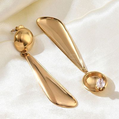 304 Stainless Steel Dangle Stud Earrings for Women EJEW-F412-01G-01-1