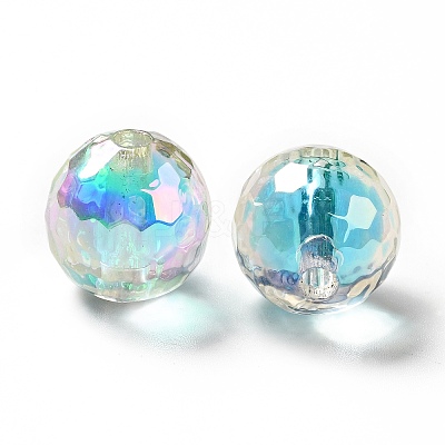 Two Tone UV Plating Rainbow Iridescent Acrylic Beads TACR-D010-03B-02-1