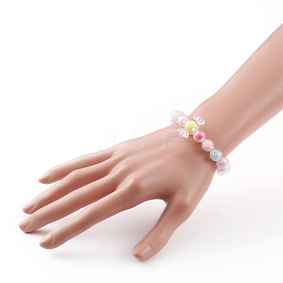 Transparent Acrylic Beads Stretch Bracelets for Kids BJEW-JB05862-1