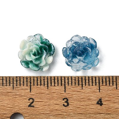 Flower Resin Cabochons with Glitter Powder CRES-Q006-05A-1
