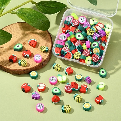 100Pcs 10 Style Handmade Polymer Clay Beads Set CLAY-YW0001-55-1