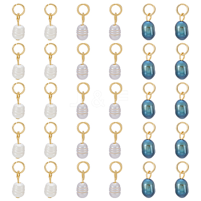 30Pcs 3 Colors Natural Pearl Pendants PALLOY-PH01824-1