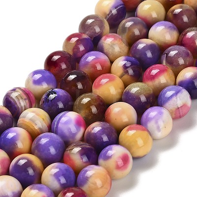 Dyed Natural Agate Beads Strands G-G203-09F-10mm-1