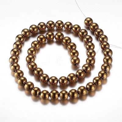 Electroplate Magnetic Synthetic Hematite Bead Strands G-A165A-8mm-03-1