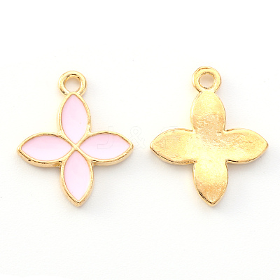 Light Gold Plated Alloy Enamel Pendants X-ENAM-R136-15B-1