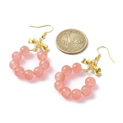 Imitation Jade Glass Beaded Ring Dangle Earrings EJEW-JE05567-02-1