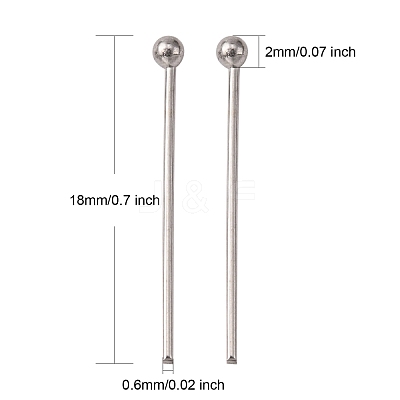 Tarnish Resistant 304 Stainless Steel Ball Head Pins STAS-K146-045-18x0.6mm-1