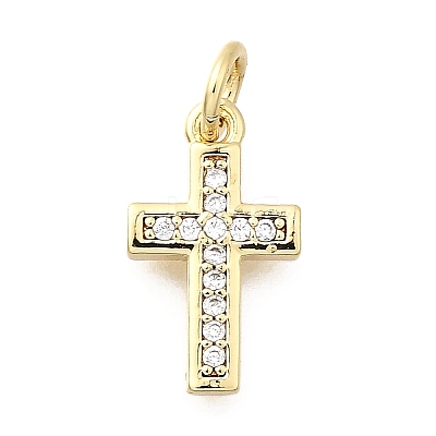 Brass Micro Pave Cubic Zirconia Charms KK-P336-43G-1