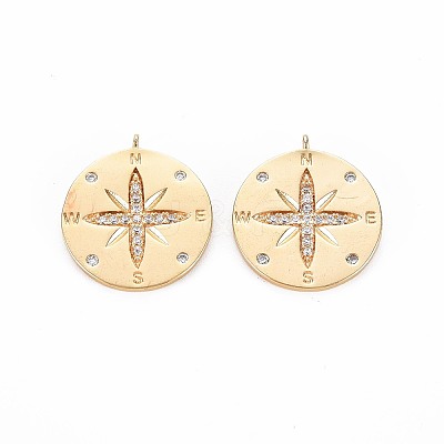 Brass Micro Pave Clear Cubic Zirconia Pendants KK-S356-703-1