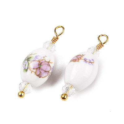 Handmade Porcelain Pendants KK-P242-19G-02-1-1