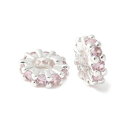 Brass Micro Pave Cubic Zirconia Beads KK-A253-11S-03-1