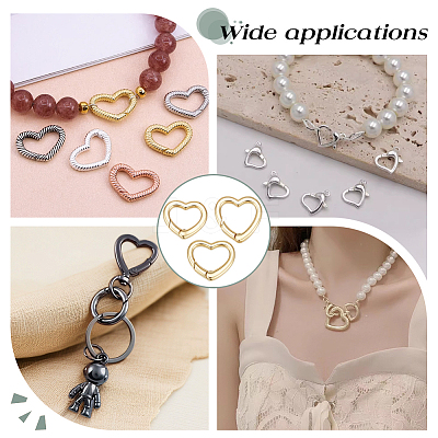 6Pcs 3 Styles Rack Plating Brass Spring Gate Rings KK-PH0013-94-1