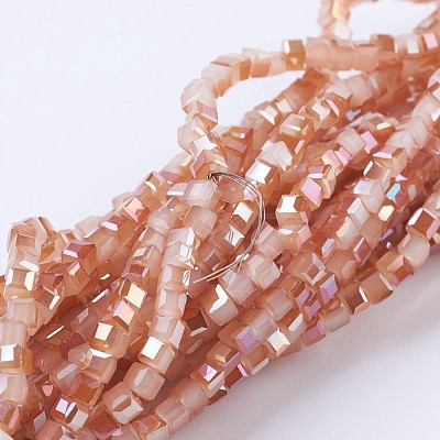 Electroplate Glass Beads Strands EGLA-F121-HR-B04-1