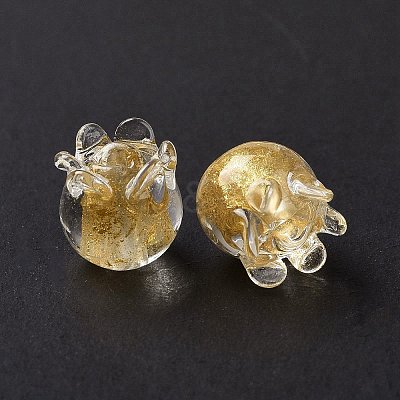 Handmade Gold Foil Lampwork Glass Beads X1-LAMP-G158-02A-1