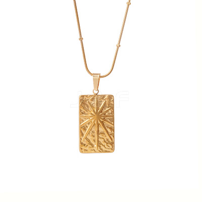 304 Stainless Steel Sun Pendant Necklaces for Women WGCF58B-02-1