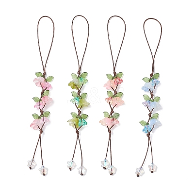 4Pcs 4 Colors Handmade Lampwork Hanging Ornaments HJEW-TA00384-1