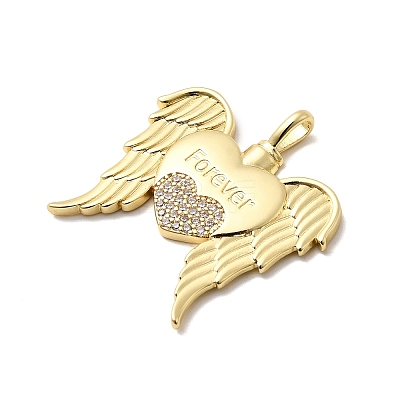 Brass Micro Pave Clear Cubic Zirconia Pendants KK-H519-09G-1
