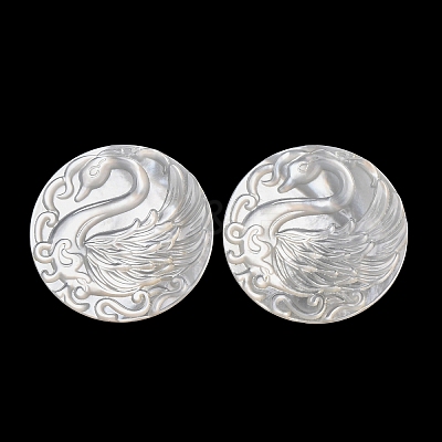 Natural White Shell Carved Cabochons SHEL-G024-03C-1