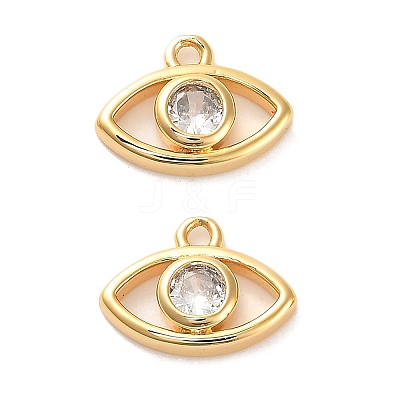 Brass Cubic Zirconia Charms KK-D300-11G-1