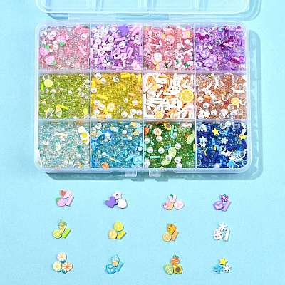 144G 12 Colors Handmade Polymer Clay Cabochons and Plastic Beads for DIY Jewelry Making Findings CLAY-FS0001-47-1