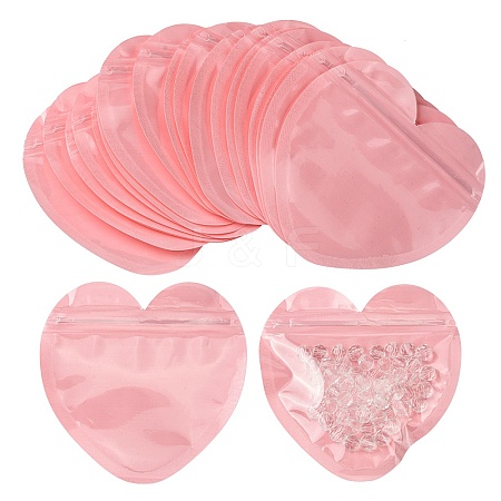 20Pcs Heart Shaped Plastic Packaging Yin-yang Resealable Bags OPP-FS0001-03-1