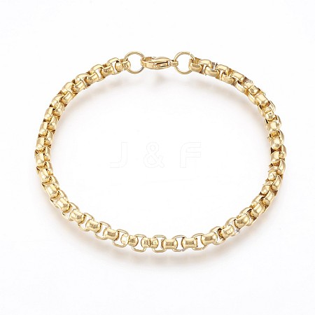 Ion Plating(IP) 304 Stainless Steel Box Chain Bracelets BJEW-P236-24G-1