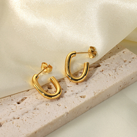 Oval Stainless Steel Stud Earrings RS0280-1