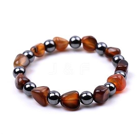 Dyed Natural Agate Beaded Stretch Bracelets PW-WG1B074-05-1