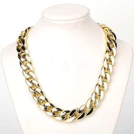 Cuban Link Gold CCB Plastic Chain Necklace for Men NJEW-JN00841-1