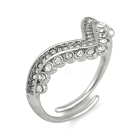 304 Stainless Steel Ring with Rhinestones RJEW-D083-07P-1