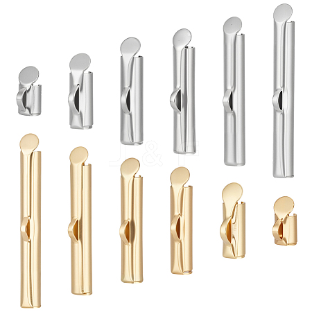 12 Styles 304 Stainless Steel Slide On End Clasp Tubes STAS-BC0003-99-1