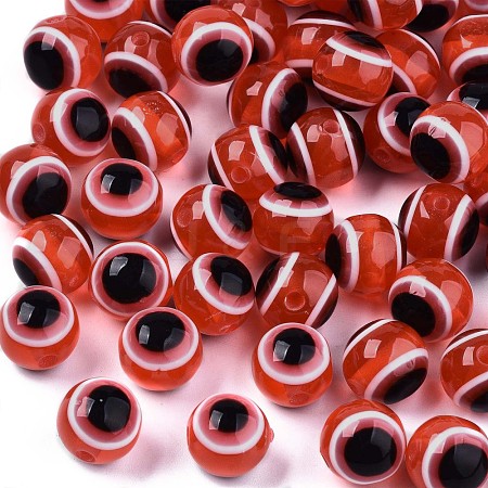 Round Evil Eye Resin Beads RESI-R159-8mm-05-1