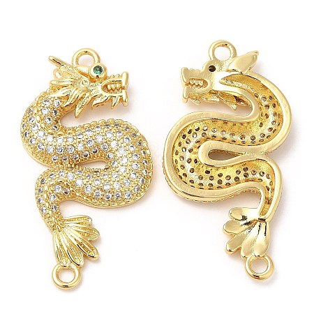 Brass Micro Pave Clear Cubic Zirconia Connector Charms KK-Q775-08G-1