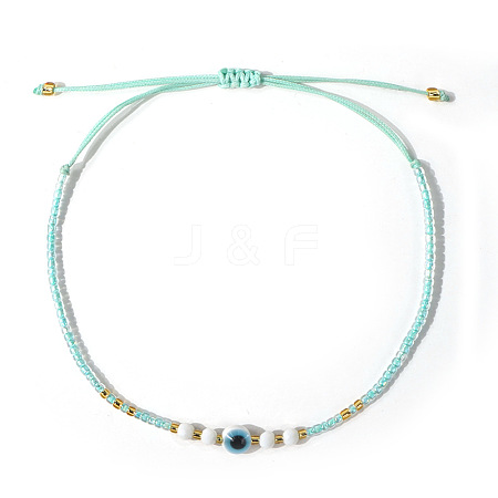 Glass Seed Beads & Resin Braided Bead Bracelets TK7632-11-1