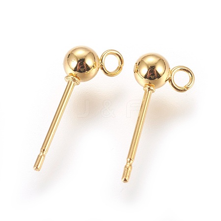 304 Stainless Steel Ball Stud Earrings Findings STAS-P227-17G-1