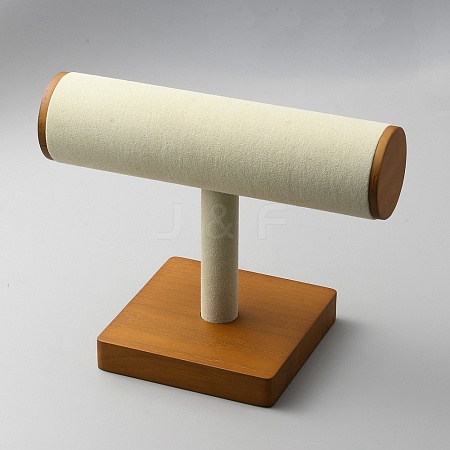 T-Shaped Bar Wood Covered with Microfiber Bracelet Display Stands BDIS-WH0011-01A-1