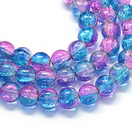 Baking Painted Transparent Crackle Glass Round Bead Strands DGLA-Q018-4mm-64-1