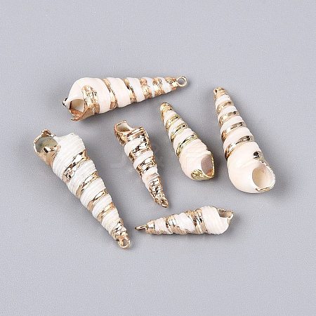Electroplated Natural Shell Pendants BSHE-Q020-06-1