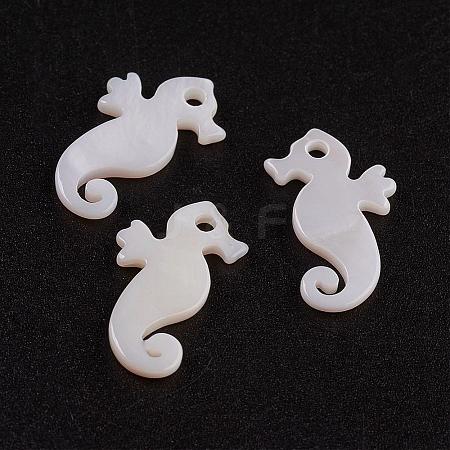 Natural White Shell Mother of Pearl Shell Pendants SSHEL-G014-70-1