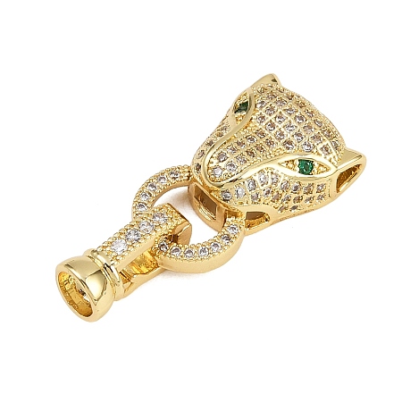 Brass Micro Pave Cubic Zirconia Fold Over Clasps ZIRC-L062-K01-G-1-1