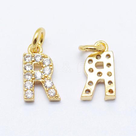 Brass Micro Pave Grade AAA Cubic Zirconia Charms ZIRC-P067-11G-R-NR-1