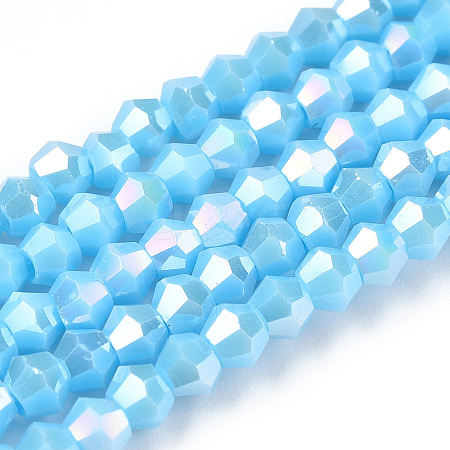 Opaque Solid Color Electroplate Glass Beads Strands EGLA-A039-P2mm-B12-1