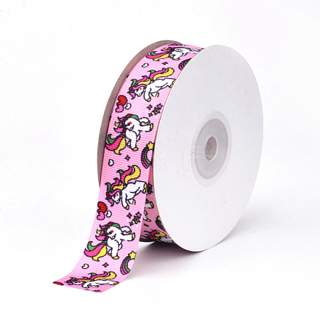 Single Face Printed Polyester Grosgrain Ribbons SRIB-Q019-D008-1