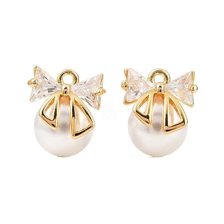 Brass Micro Pave Cubic Zirconia Charms KK-F902-05G-1